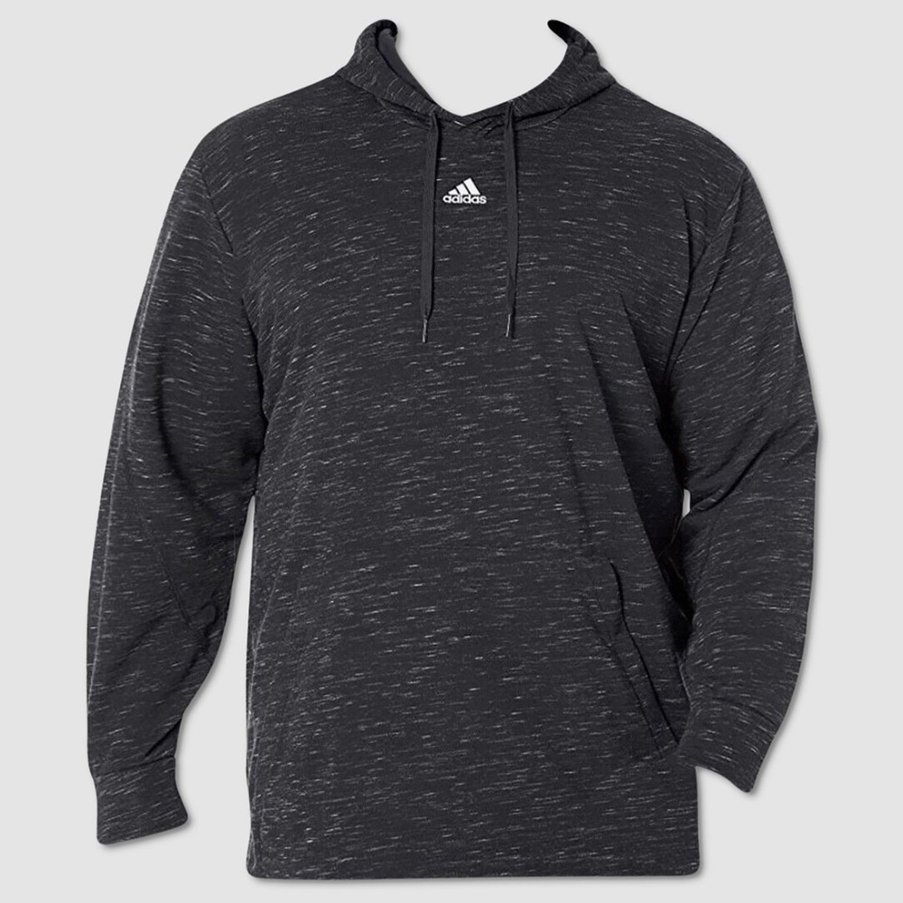 Mens Adidas Melange Hoodie - NWT Size Medium Heather Black / White - #44075-H2